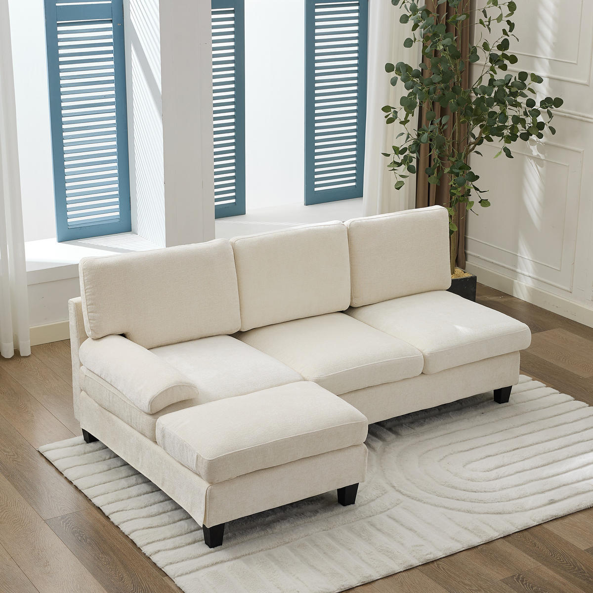 ECKSOFA L-Form, Stoff mit bequemer Polsterung, 194/118/81 cm, Beige - Beige, Textil (118/194cm) - Redom