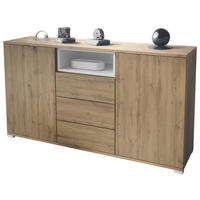 SIDEBOARD Skadu Weiß Hochglanz - Weiß Hochglanz, Holzwerkstoff (138.5/75.5/35cm) - Vladon