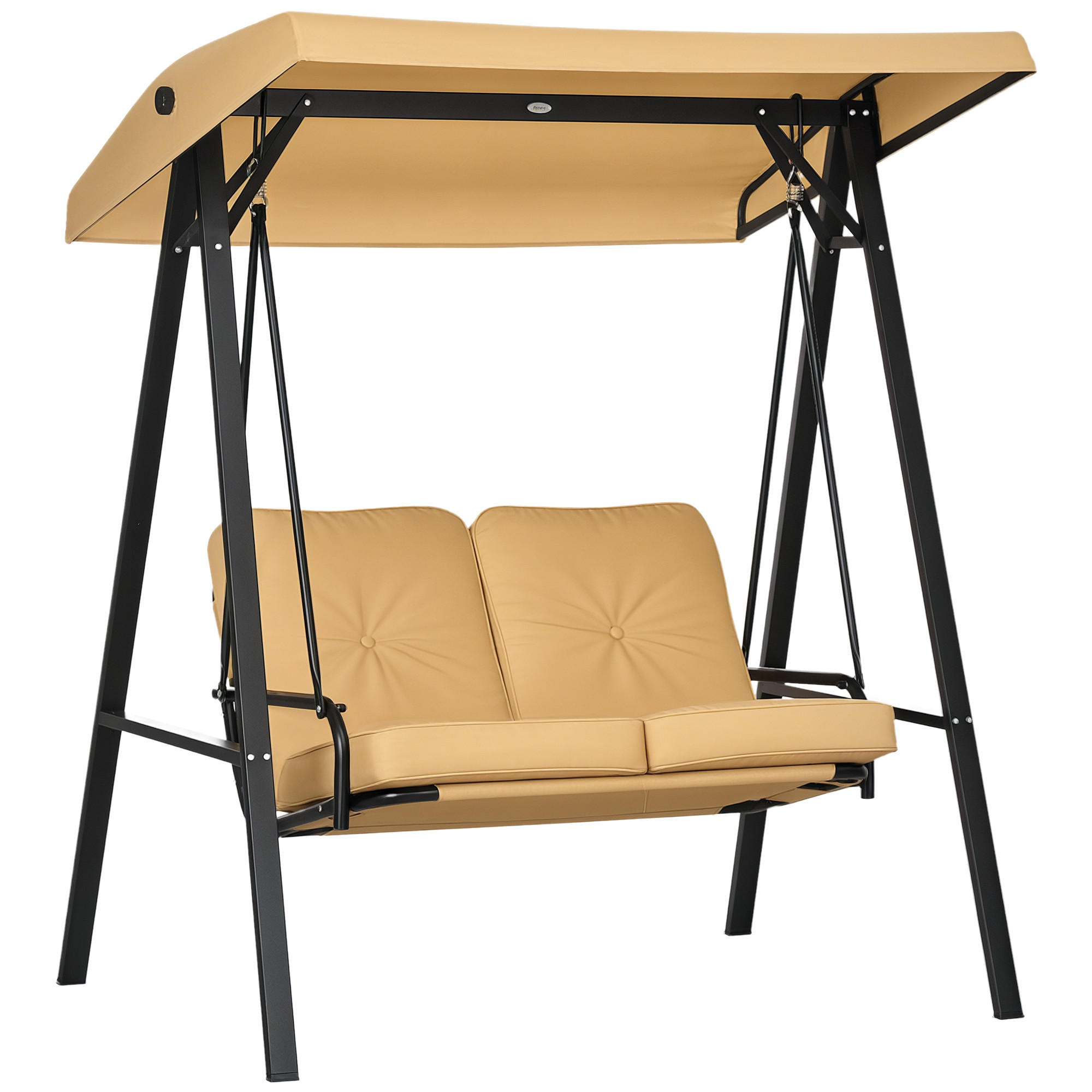 HOLLYWOODSCHAUKEL DE-07093 2-Sitzer, verstellbares Dach, bis 220 kg Beige - Beige, Metall (145/172/116cm) - ComfortXL