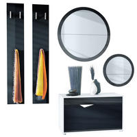 GARDEROBE Espoo Schwarz Hochglanz - Schwarz Hochglanz, Holzwerkstoff (200/200/33cm) - Vladon