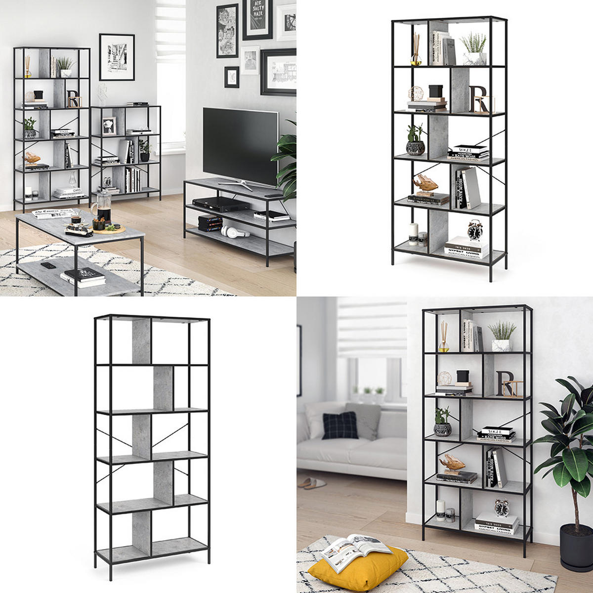 RAUMTEILER Fyrk Beton 80 x 180 cm - Grau, Holzwerkstoff (80/180/30cm) - Vicco