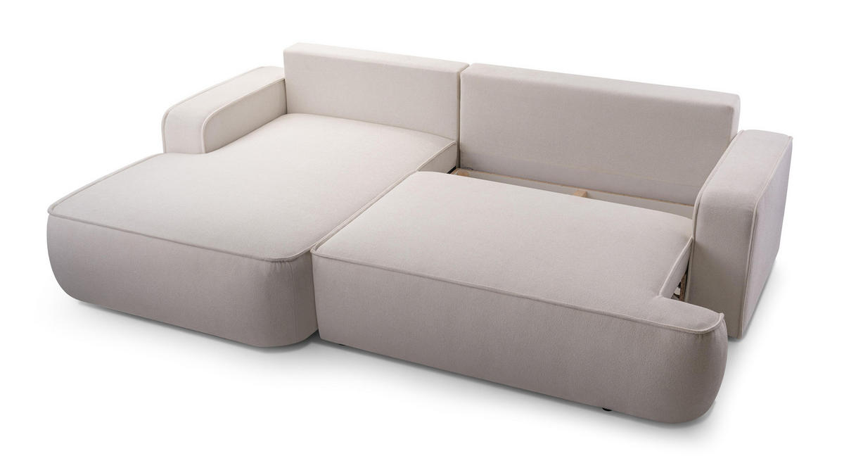 ECKSOFA L Form Ablia Creme 267/168/87 cm mit Schlaffunktion L - Creme/Schwarz, Kunststoff/Textil (168/267cm) - AX Living