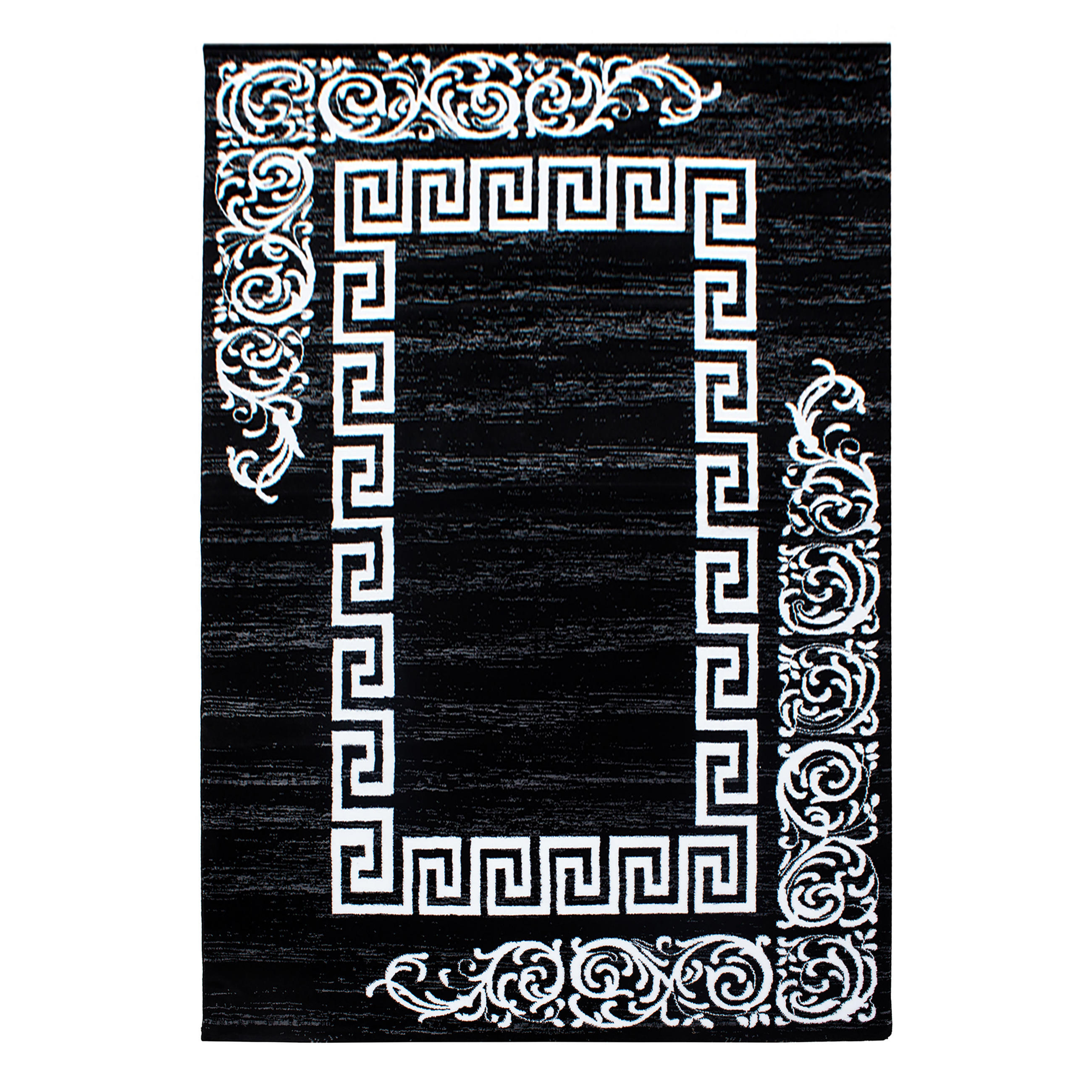 TEPPICH Kurzflor Mäander Polypropylen saugroboter Wohnzimmer Schwarz Rechteckig 140x200 - Schwarz, Textil (140/200cm) - KADIMA DESIGN
