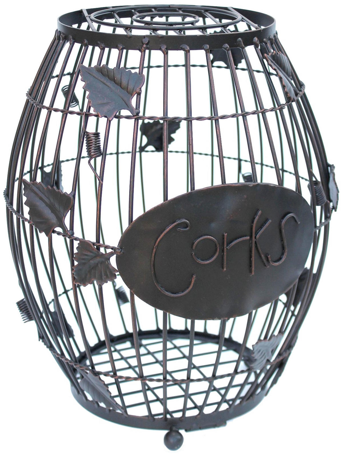 KORKENSAMMLER Weinfass Metall Braun 28/28/37 cm - Braun, Metall (28/37/28cm) - DanDiBo