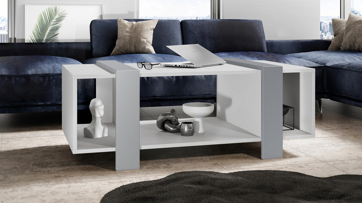 COUCHTISCH Ida Blenden in Hellgrau seidenmatt - Greige, Holzwerkstoff (42/110.5/56.5cm) - Vladon