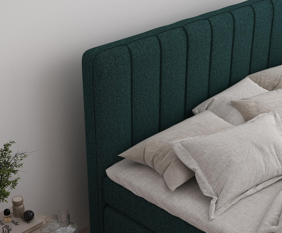 BOXSPRINGBETT Novara Grün 140/200 cm - Schwarz/Grün, Holz/Holzwerkstoff (140/200cm) - Maison de Reve