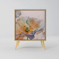 SIDEBOARD SOFTEN POPPY, Eichefarben, 57,5x42x75,5 cm, Goldfarbene Metallfüße - Eichefarben/Goldfarben, Holzwerkstoff/Metall (57.5/75.5/42cm) - SpaceRebels