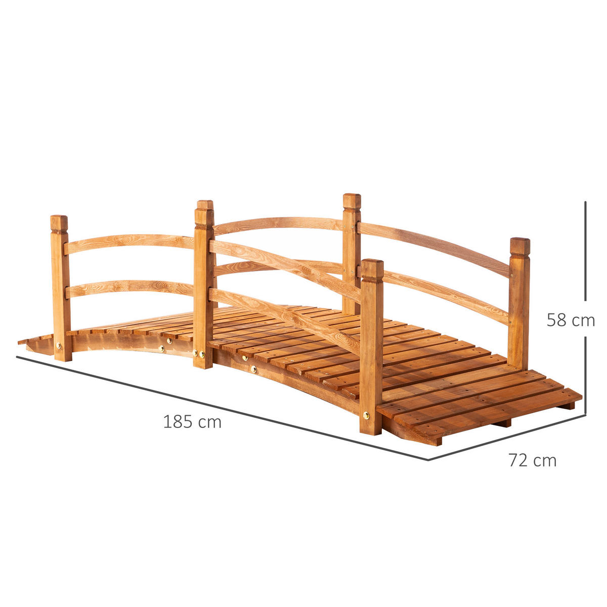 GARTENBRÜCKE, Tannenholz, Orange - Orange, Holz (185/72/58cm) - Outsunny