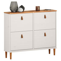 SCHUHKIPPER MIKKA weiß/Eiche - Eichefarben/Weiß, Holz (107/92/25cm) - IDIMEX