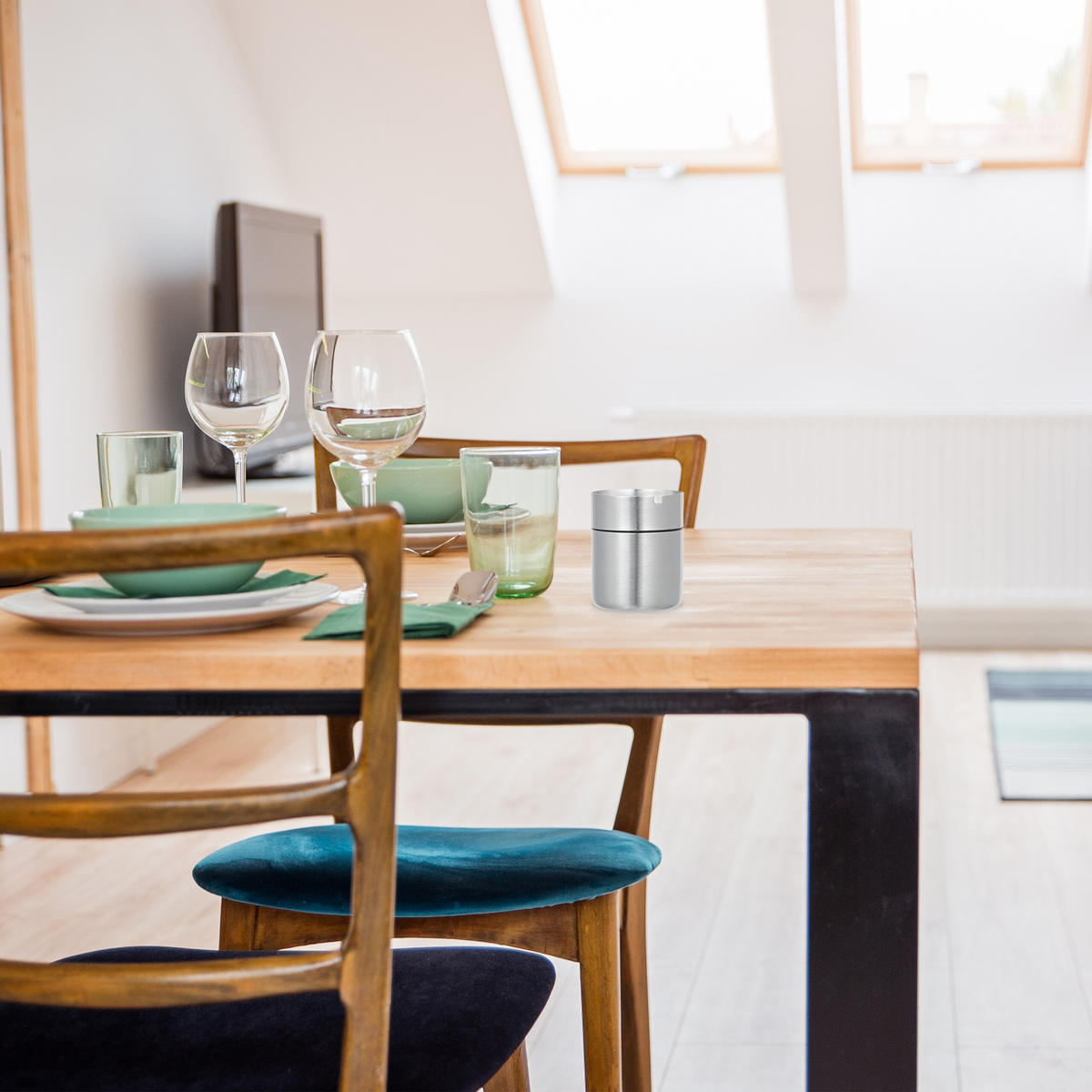 ASCHENBECHER - Silberfarben, Kunststoff/Metall (7cm) - Relaxdays