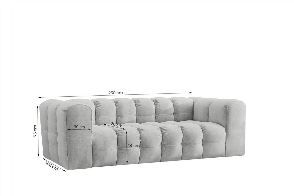 SOFASET Solvie 3-3 In Moly - Hellgrau, Holzwerkstoff/Textil (230/75/106cm) - Fun Möbel
