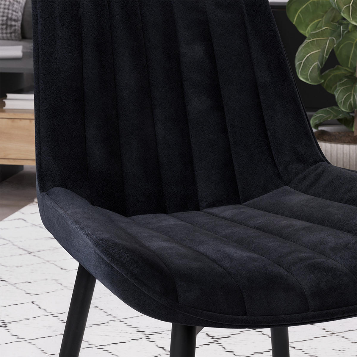ESSZIMMERSTUHL Ravlo, Schwarz, 51 x 57 cm 4er Set - Schwarz, Textil (51/82/57cm) - Vicco