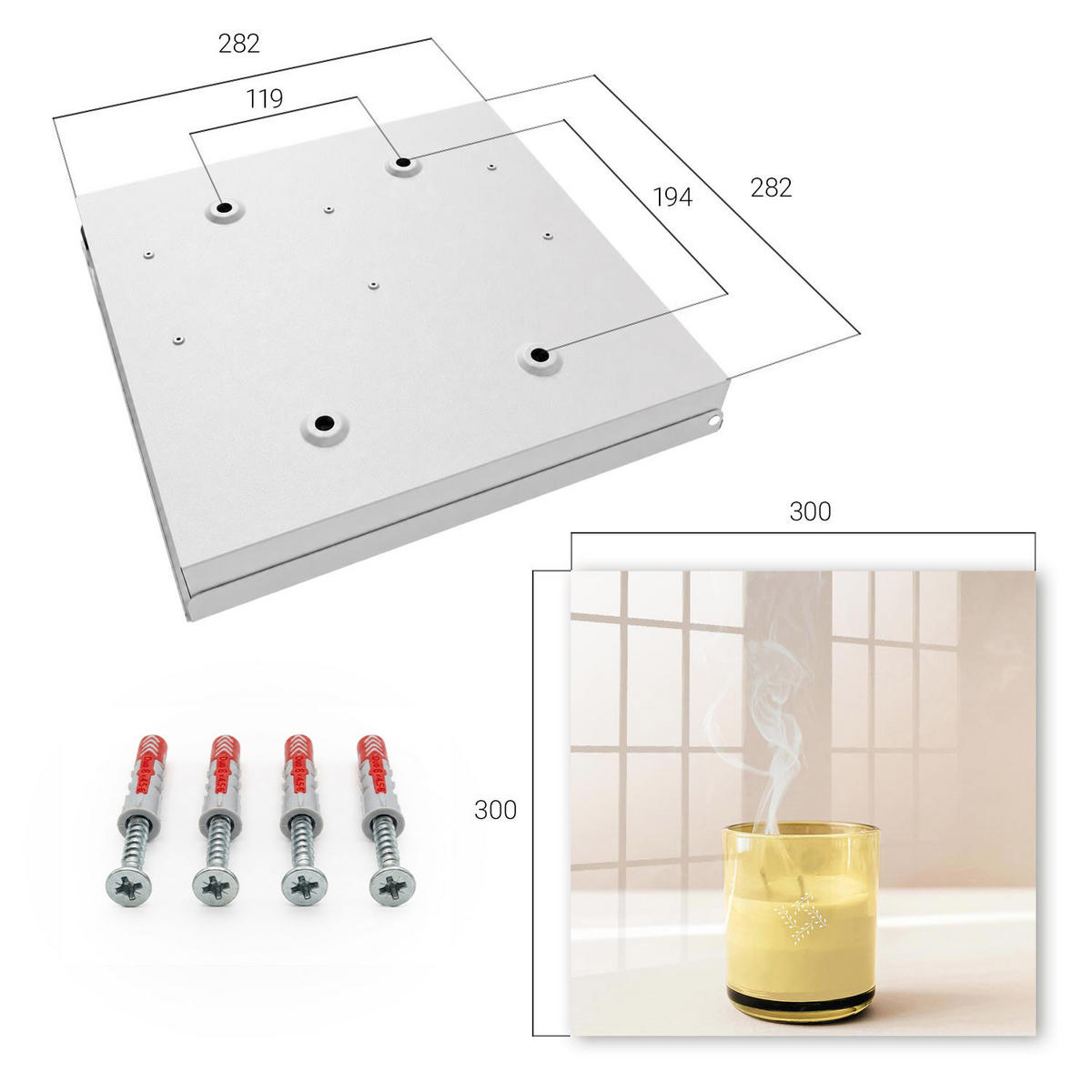 SCHLÜSSELBOX Weiß 30x30 cm – Türöffnung nach rechts - Glasfrieden - Gelb, Metall (30/30/5cm) - TULUP