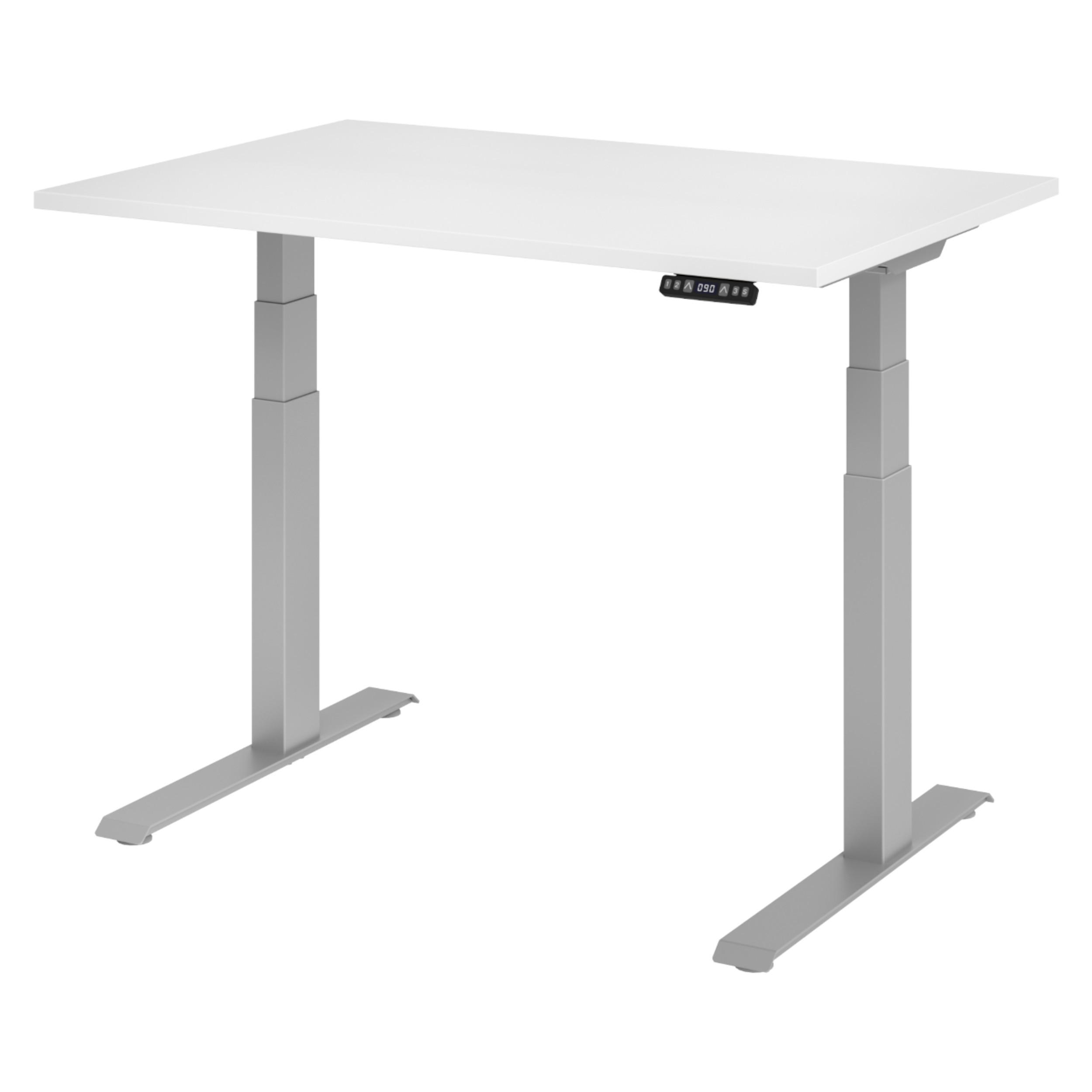 SCHREIBTISCH elektrisch XDKB 80/120/74 cm in Weiß/Silberfarben - Silberfarben/Weiß, Holzwerkstoff (80/120/74cm) - bümö