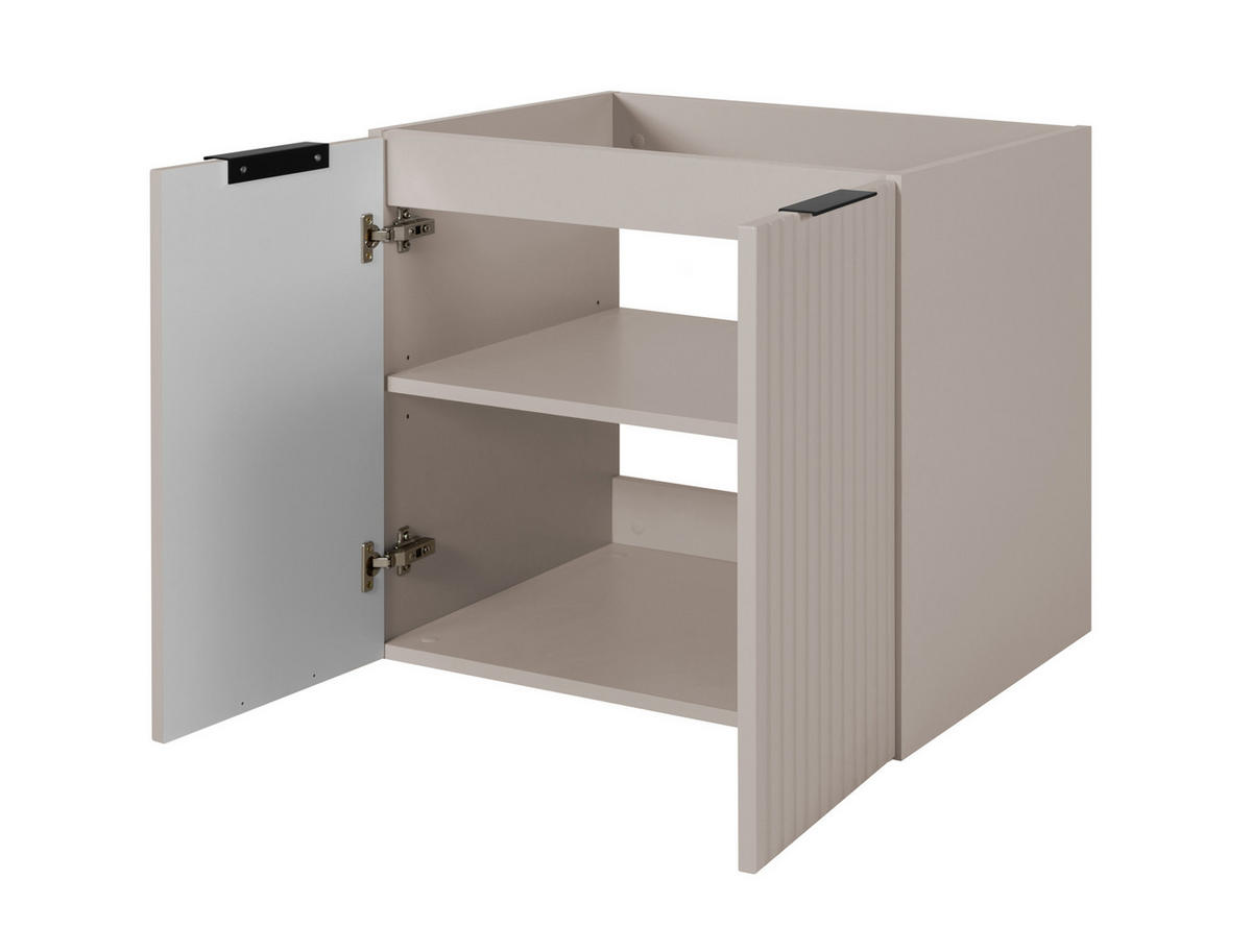 BADEZIMMER-SET, 57×46×180 cm, Eiche Craft / Cashmere, schwarzer Griff - Beige, Holzwerkstoff (180/57/46cm) - 3XE LIVING