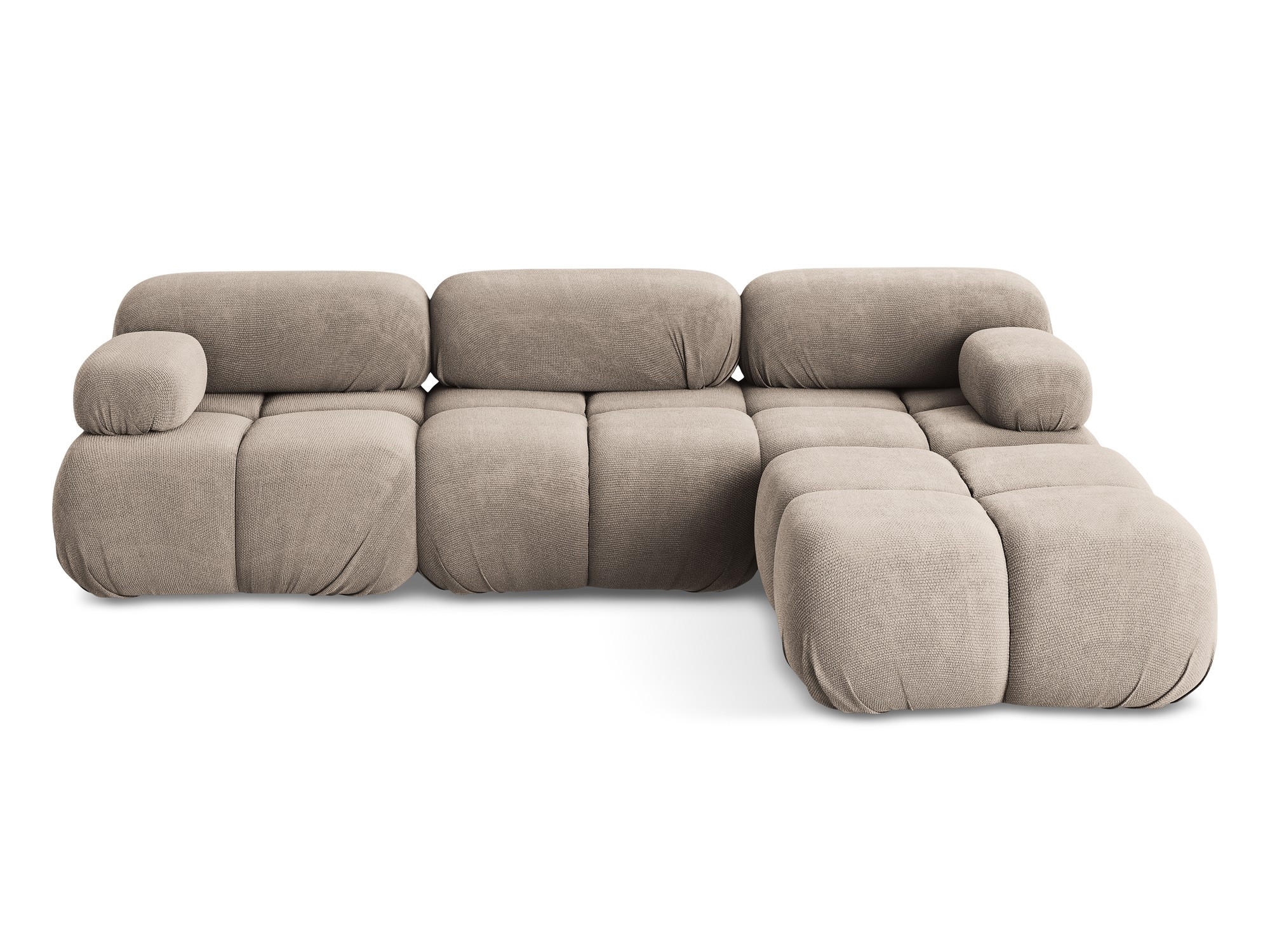 ECKSOFA Beidseitig Chenille Stoff Beige - Beige/Schwarz, Kunststoff/Textil (285/191cm) - Makamii