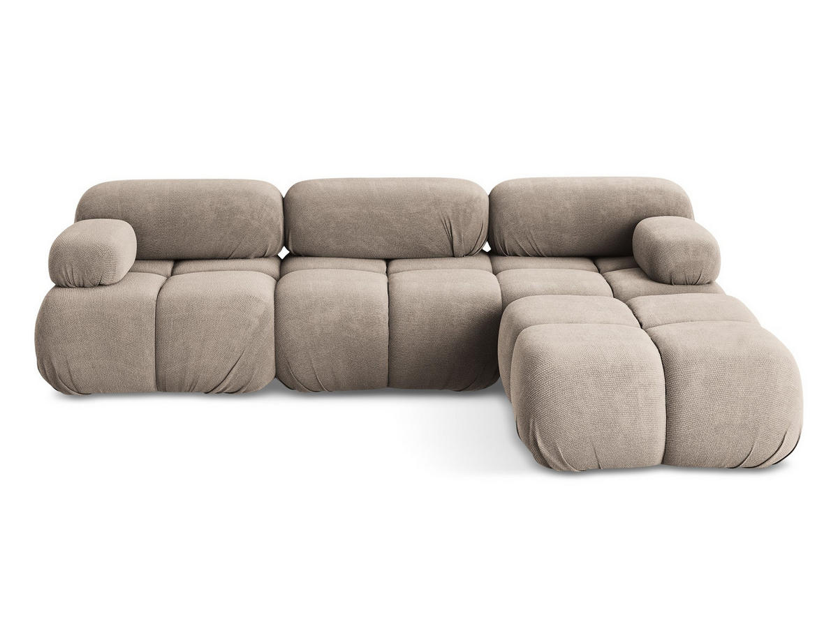ECKSOFA Beidseitig Chenille Stoff Beige - Beige/Schwarz, Kunststoff/Textil (285/191cm) - Makamii