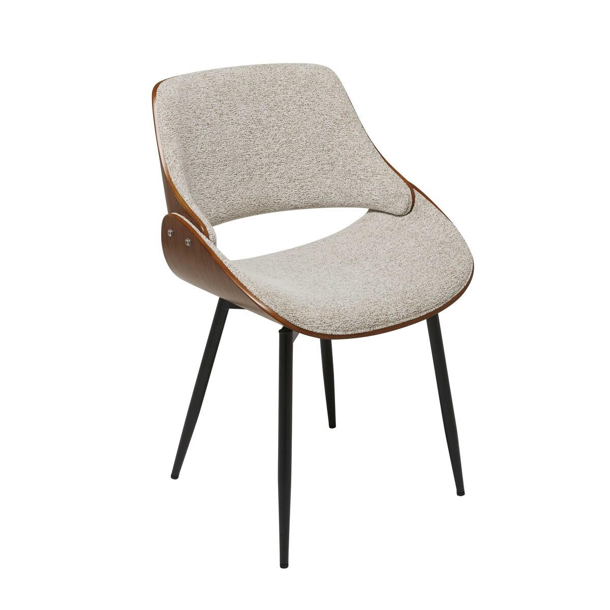STUHL aus Nussbaum und Stoff L56 cm - MANNIX - Grau, Metall (54/78/61cm) - Signature