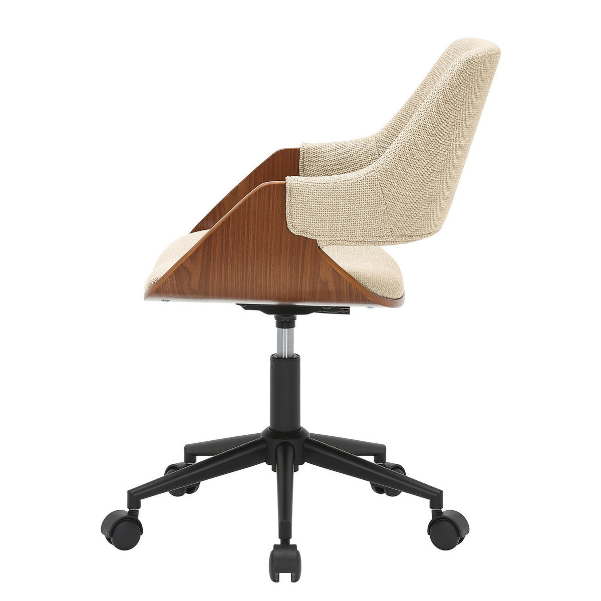 BÜRODREHSTUHL - Strukturstoff / Eisen - Schwarz/Braun, Textil/Metall (51/78/57cm) - home24