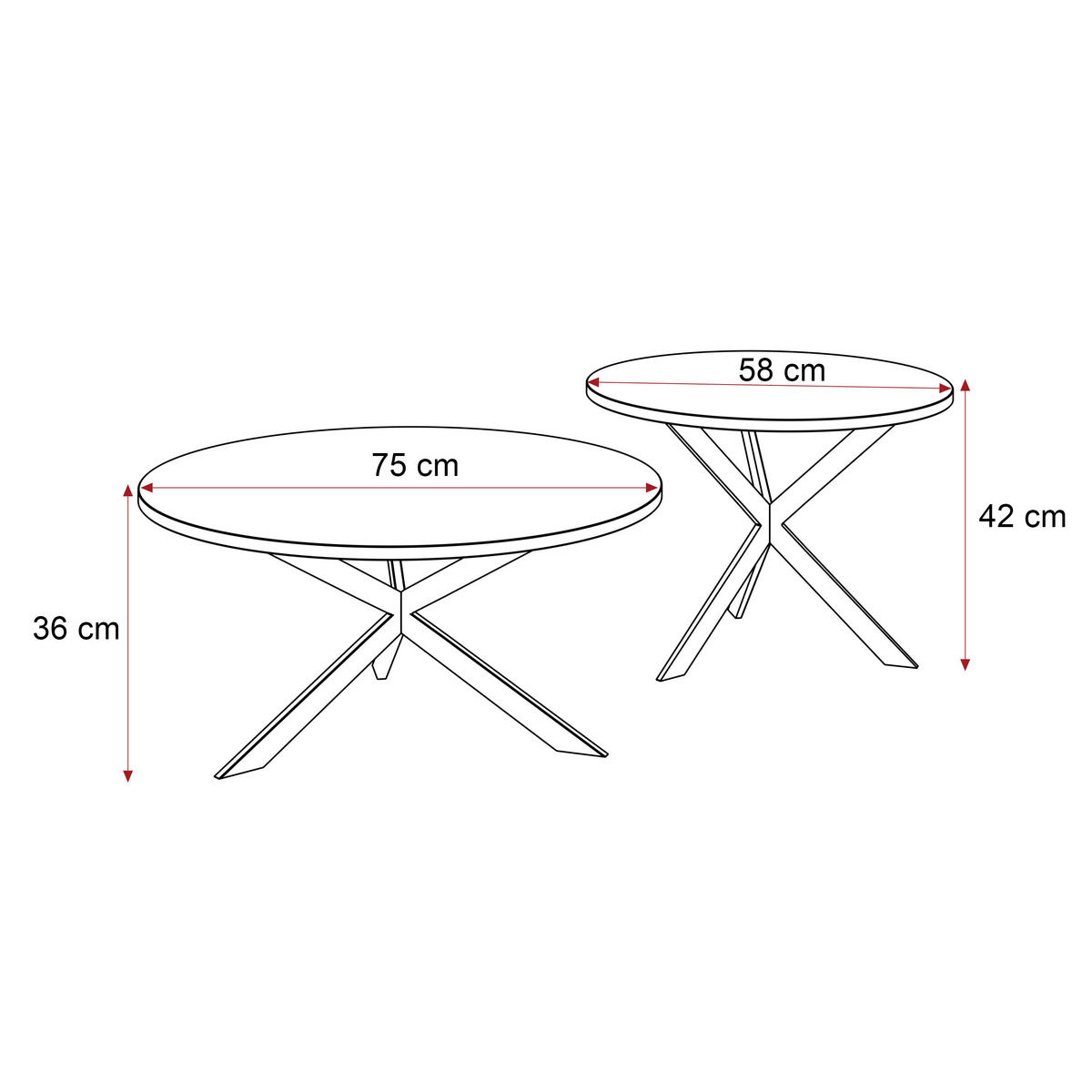 COUCHTISCH rund auf MDF, Kraft Eiche - Schwarz/Braun, Holzwerkstoff (75/75/36cm) - Idohome