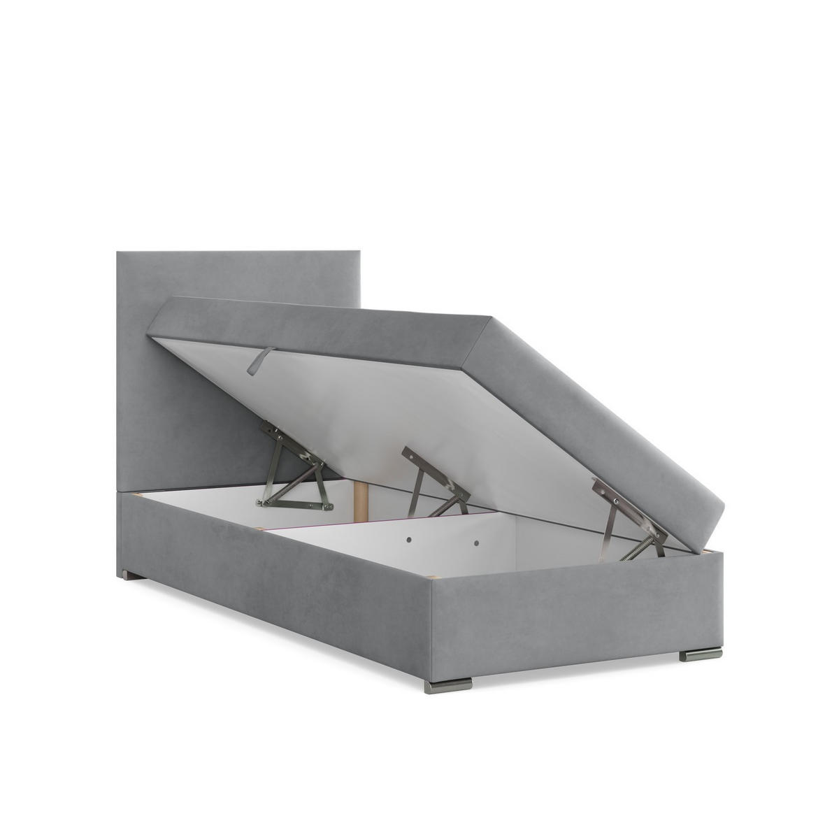 BOXBETT MIT KOPFTEIL 90x200 VICENZA, Grau - Grau, Textil (90/200cm) - Mebligo