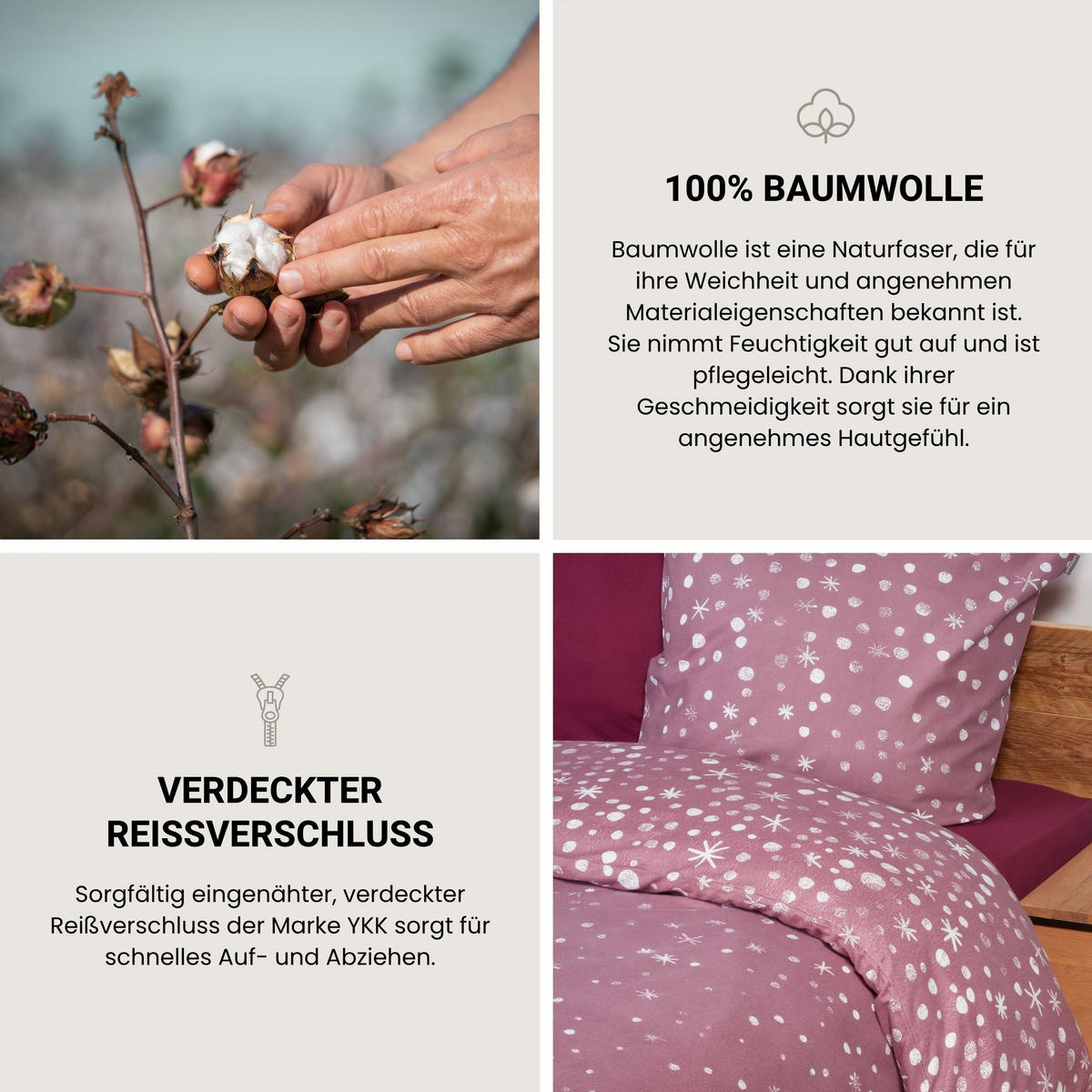 BETTWÄSCHESET Runa - Feinbiber - 2-teilig - 135x200 cm - Rosa - Rosa, Textil (135/200cm) - SCHIESSER