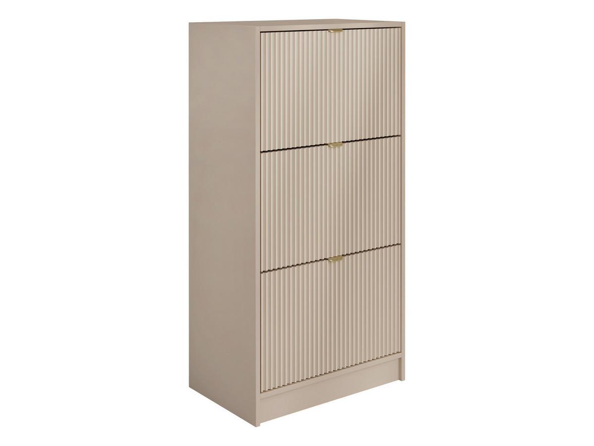 SCHUHSCHRANK Tireno 3K - Kaschmir/Goldfarben, Holzwerkstoff/Kunststoff (60/120/40cm) - MIRJAN24