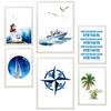 POSTER Set Mit 6 Komposition Meer Und Strand A3 & A4 Weißer Rahmen - Weiß, Papier (29/3cm) - Nacnic