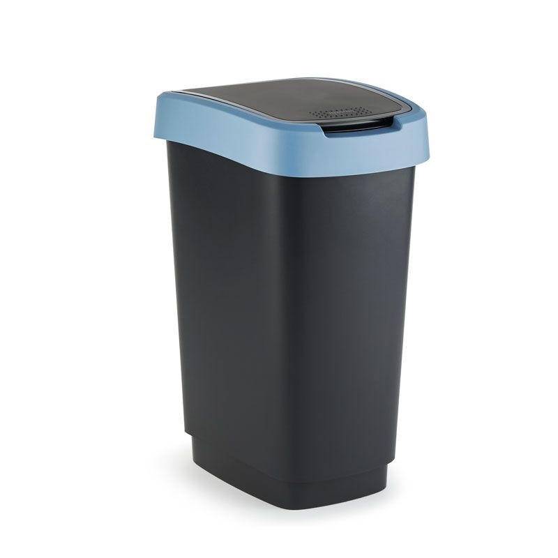 MÜLLEIMER 25 Liter 47,6x25x33 cm Kunststoff Schwarz-Blau - Schwarz, Kunststoff (25.2/47.6/33.3cm) - PROREGAL