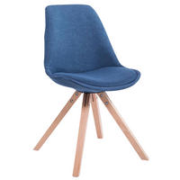 STUHL Stoff blau - Blau/Eukalyptusholzfarben, Holz/Textil (48/84/56cm) - CLP