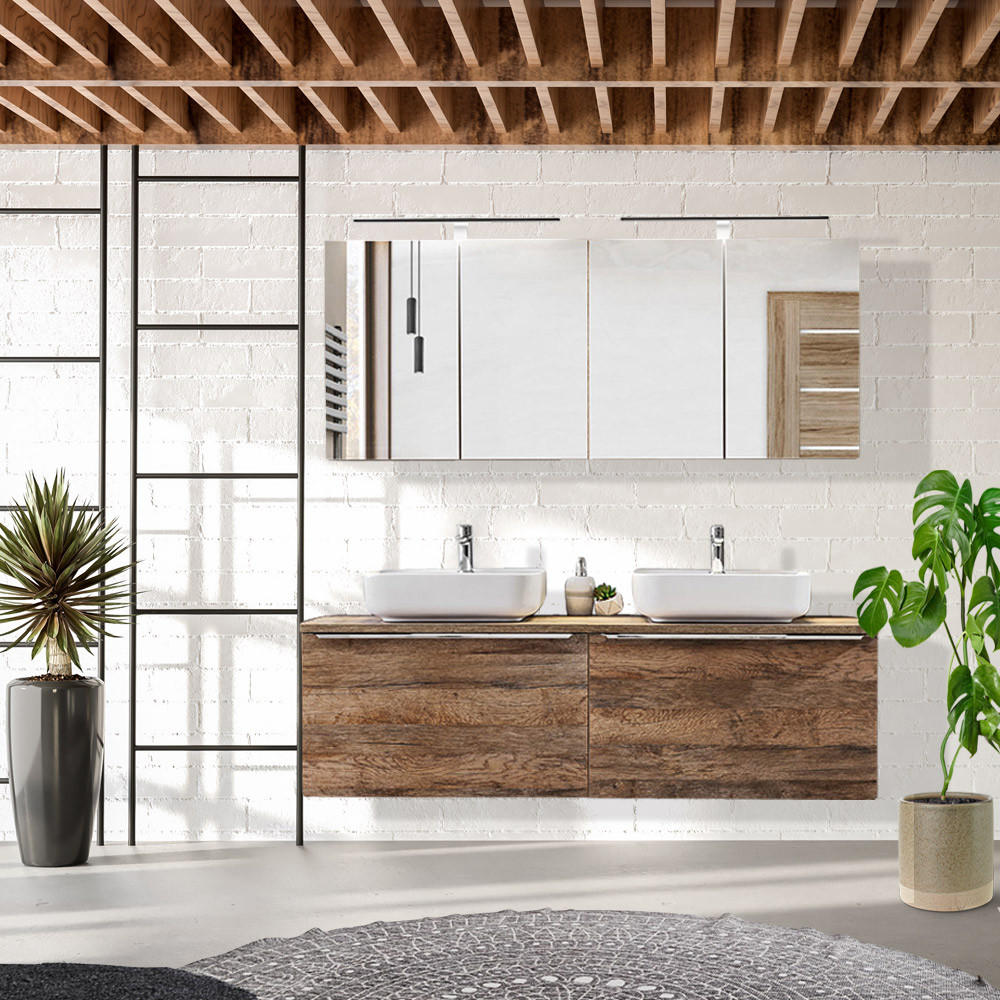 BADMÖBEL-SET 9-TLG. Puebla-56 - Braun, Holzwerkstoff (160/200/46cm) - Lomado