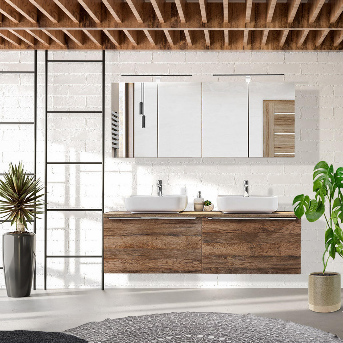 BADMÖBEL-SET 9-TLG. Puebla-56 - Braun, Holzwerkstoff (160/200/46cm) - Lomado