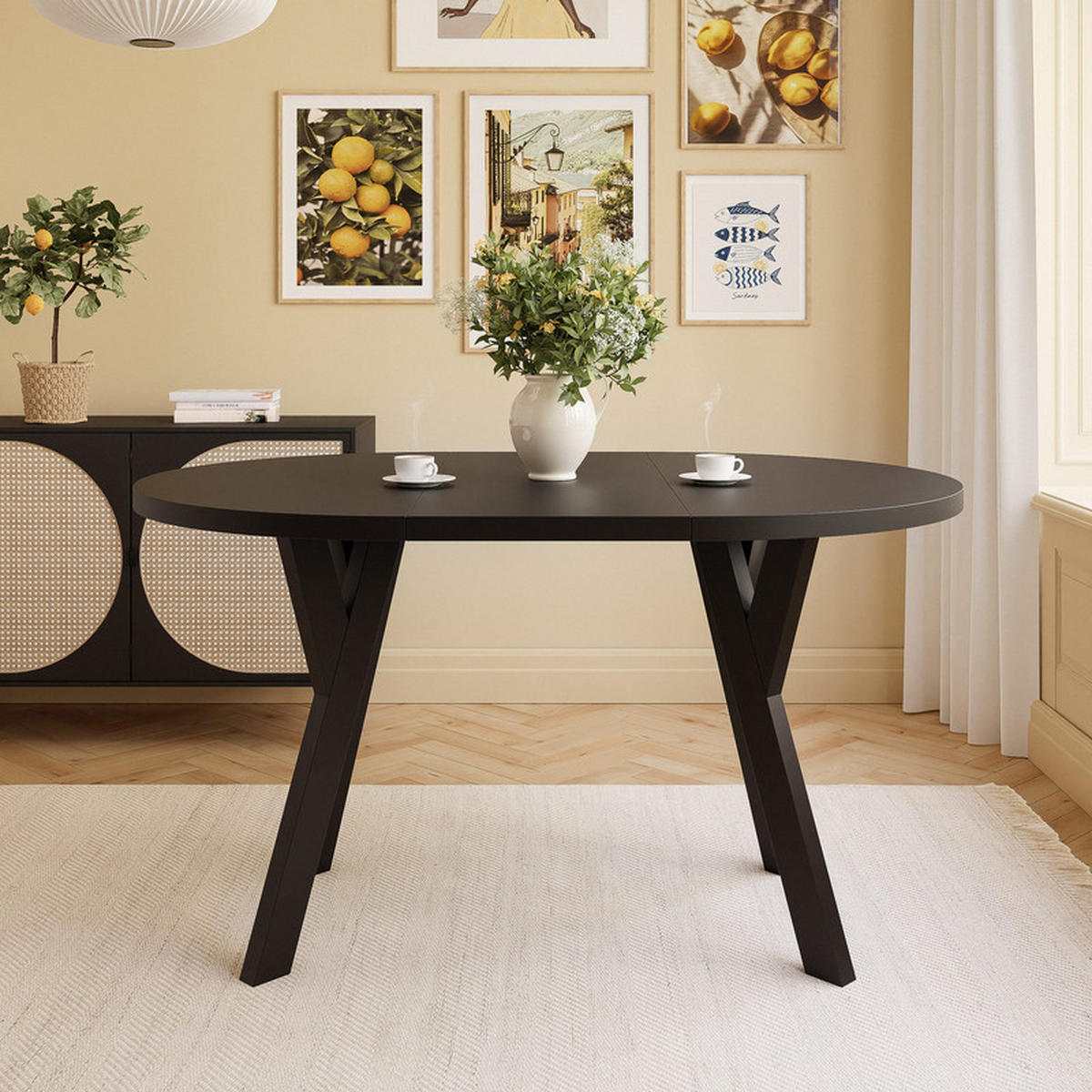AUSZIEHTISCH YARA 90-130/76,5 cm Schwarz - Schwarz, Holzwerkstoff (90/90/76.5cm) - Idohome