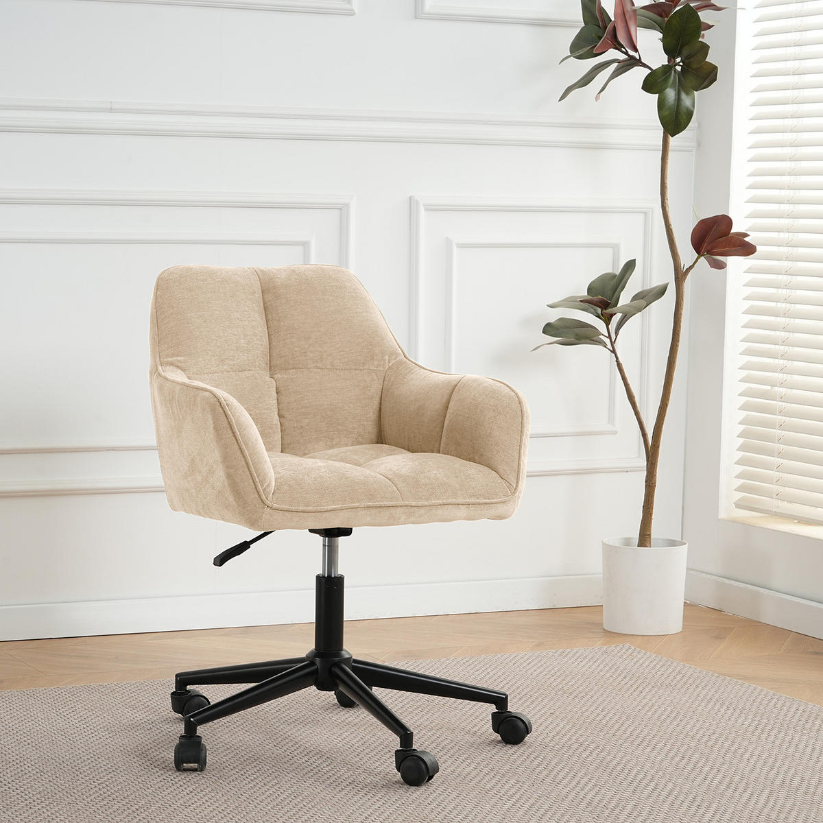 BÜROSTUHL - Beige, Textil/Metall (59/81/62cm) - home24