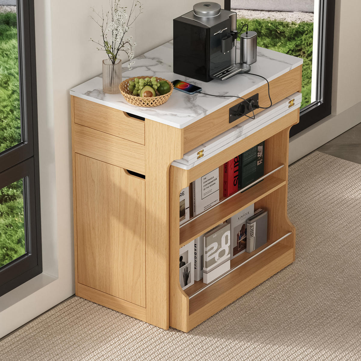 KÜCHENINSEL ausziehbar 55-153/80/93 cm DE-39575 Natur - Naturfarben, Holzwerkstoff (80/93/56.2cm) - ComfortXL