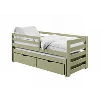 KINDERBETT 90x200 cm mit Ausziehbett & zwei Schubladen in Olivgrün - Olivgrün, Holzwerkstoff (90/200cm) - Kids Collective