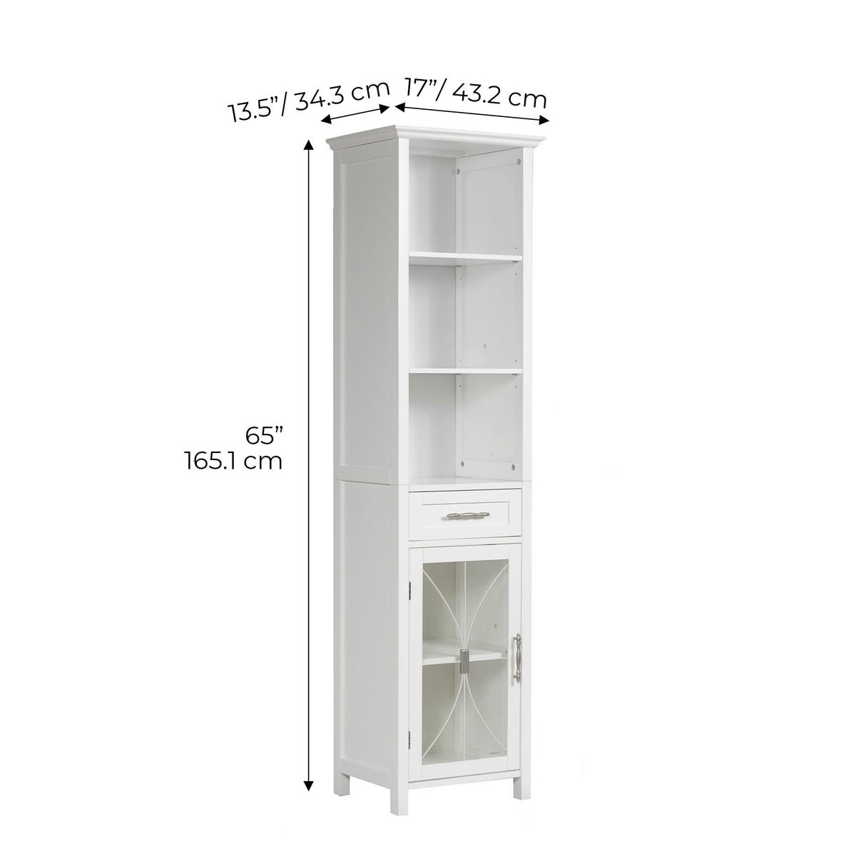 HOCHSCHRANK Weiß - Weiß, Holzwerkstoff (43.2/165.1/34.3cm) - Teamson Home