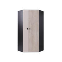 ECKKLEIDERSCHRANK Planet 02 L / P - Eichefarben/Schwarz, Holzwerkstoff (90/190/90cm)