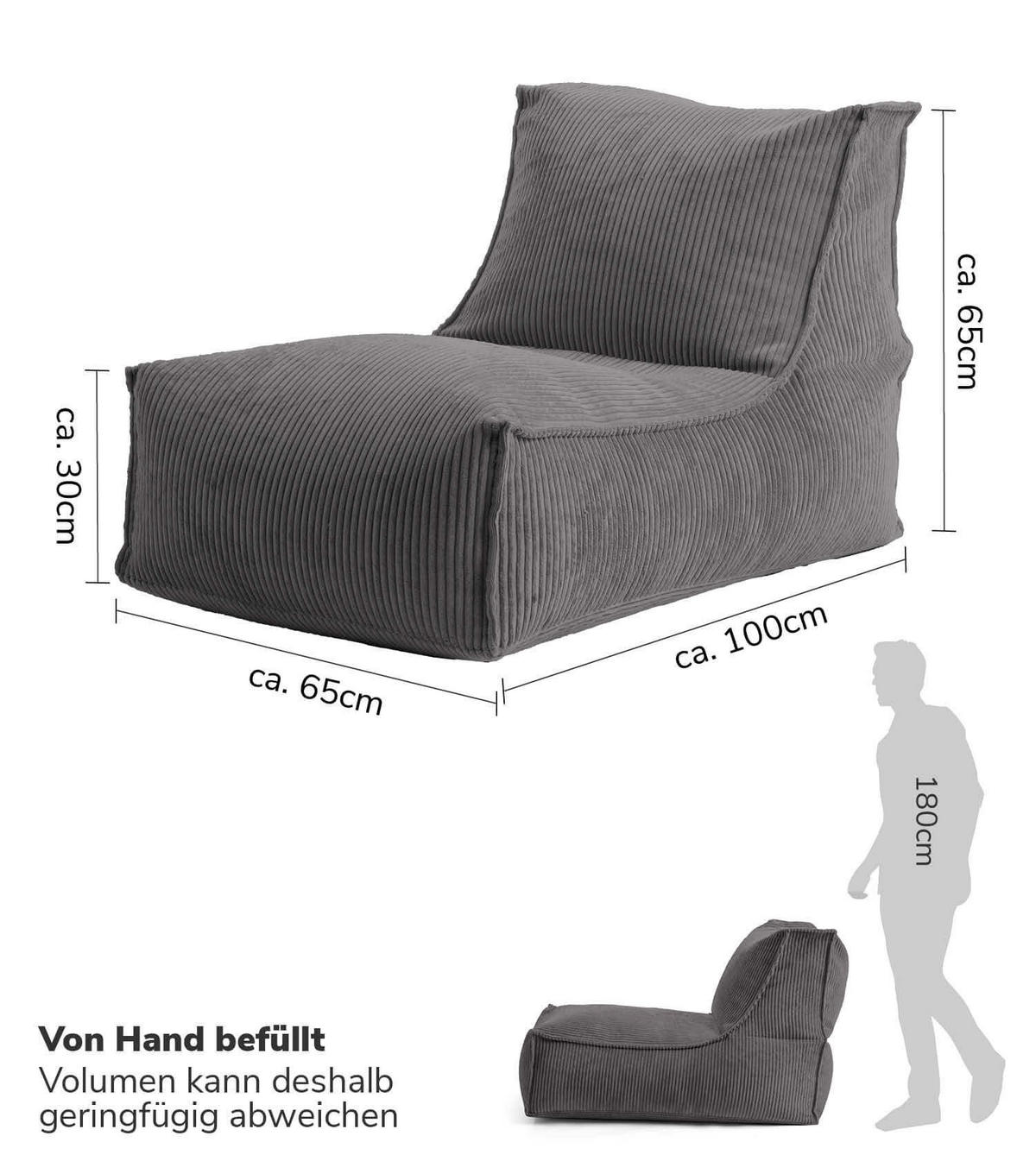 SITZSACK Cord Der Gelassene - Anthrazit, Textil (100/65/65cm) - Mokebo