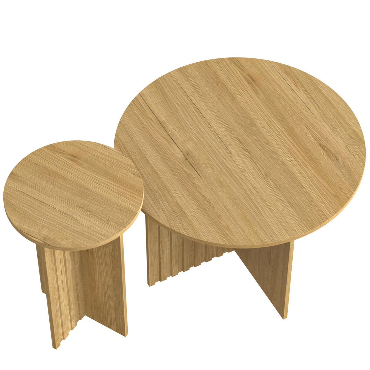 COUCHTISCH-SET 2-teilig 76/40 cm in Holzoptik, platzsparendes Nestdesign - Naturfarben, Holzwerkstoff (76/76/50cm) - Flora Grace