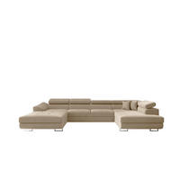 ECKSOFA Falio II U-förmiges Mit Schlaffunktion Und Verstellbaren Kopfstützen Hellbeige Rechts - Creme, Holz/Textil (345/202cm) - Kaiser Möbel