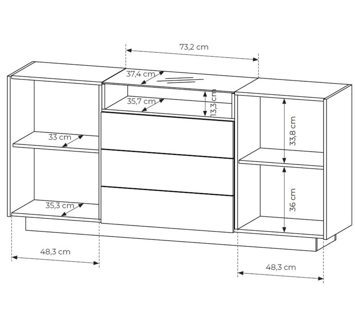 KOMMODE Kiro Beige, mit Schubladen und LED - Beige, Holzwerkstoff (176/83/40cm) - Bettso