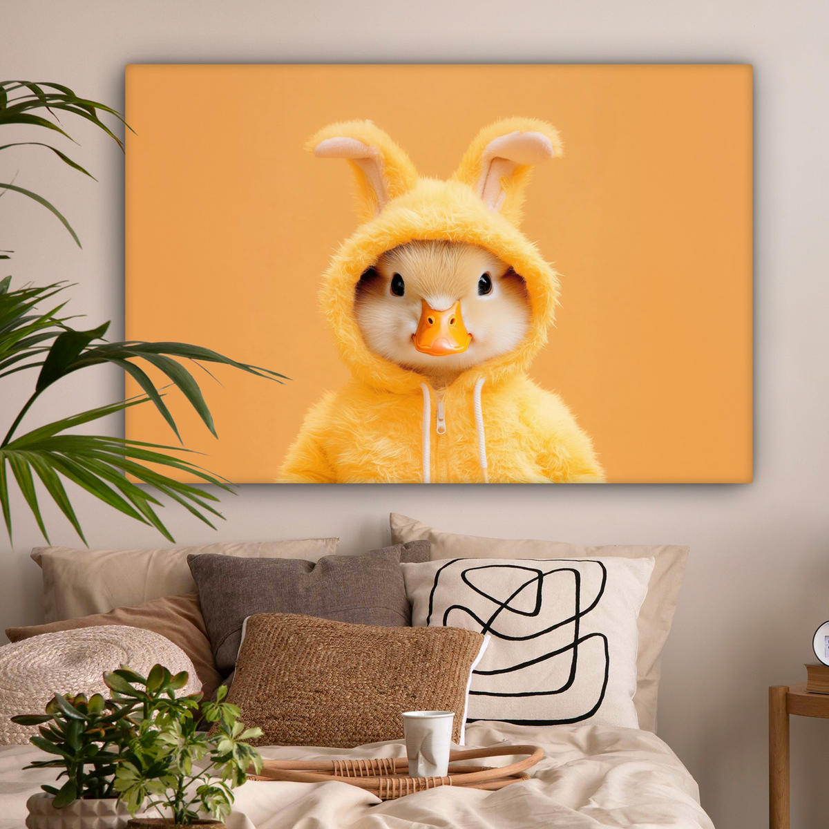 LEINWANDBILD Osterhase - Kostüm - Ente Groß 140x90 cm - Gelb, Textil (140/90cm) - MuchoWow