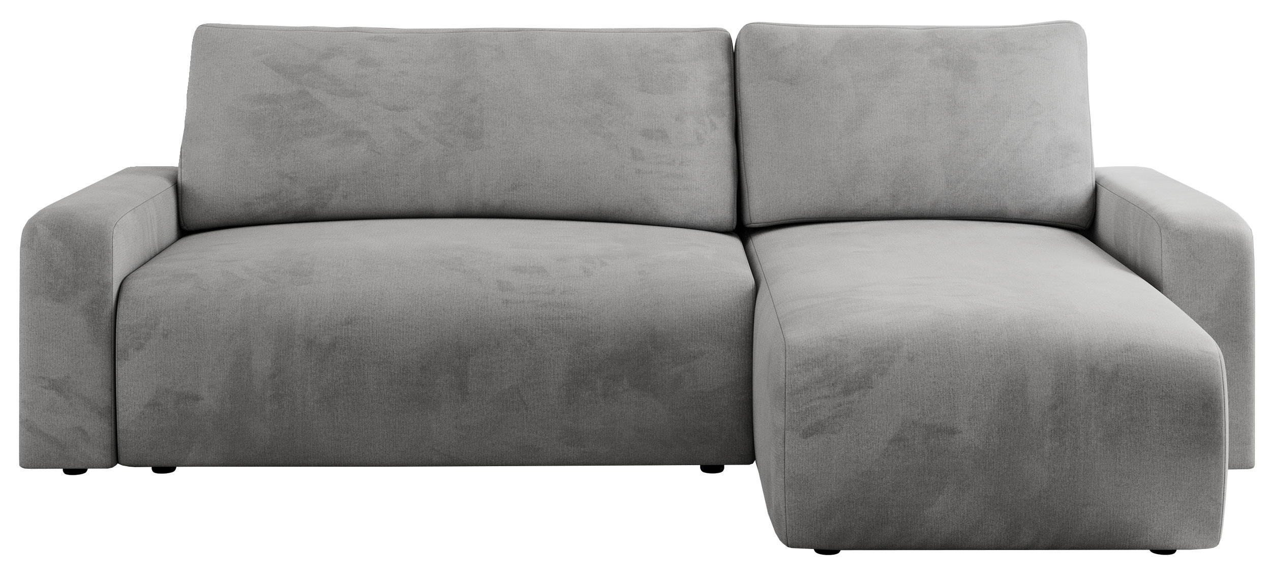 ECKSOFA ARGOS Hellgrau Velours - Hellgrau/Schwarz, Kunststoff/Textil (245/150cm) - MKS