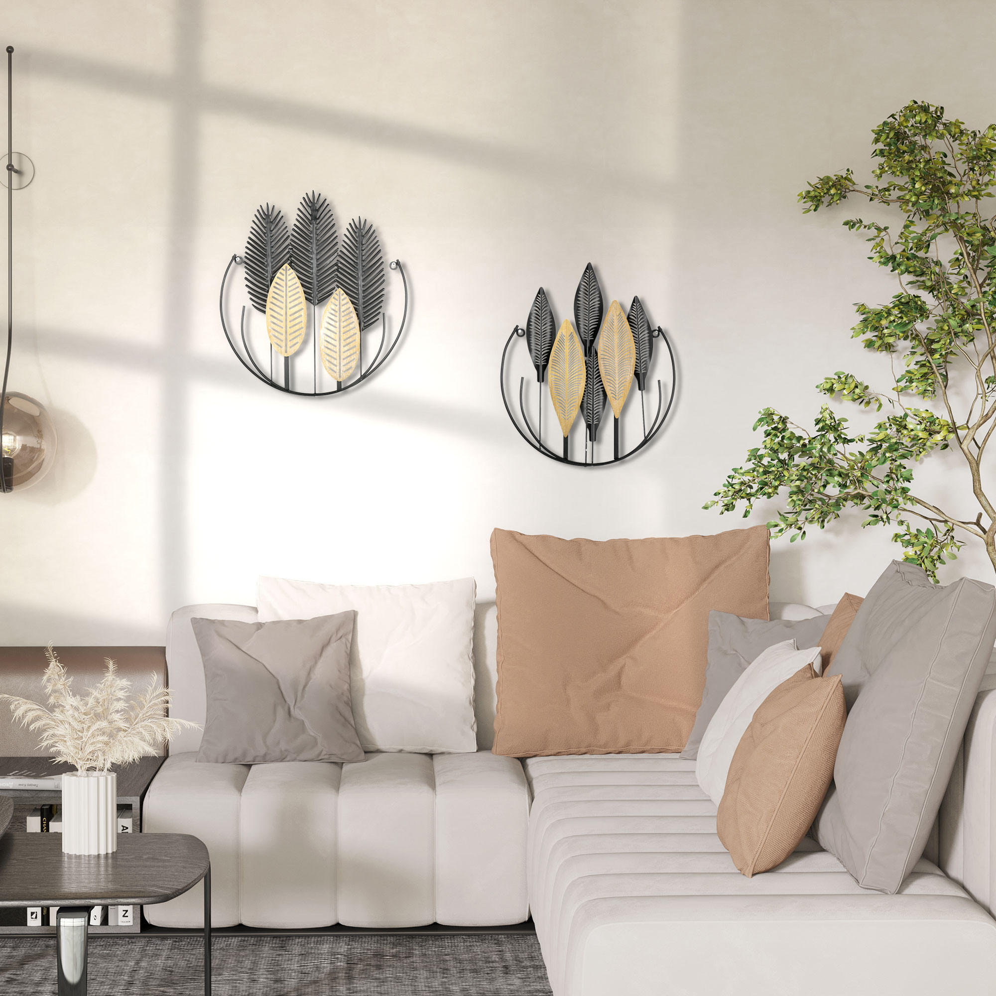 WANDDEKORATION, Eisen, Schwarz+Natur - Multicolor, Metall (3/46/40cm) - HOMCOM