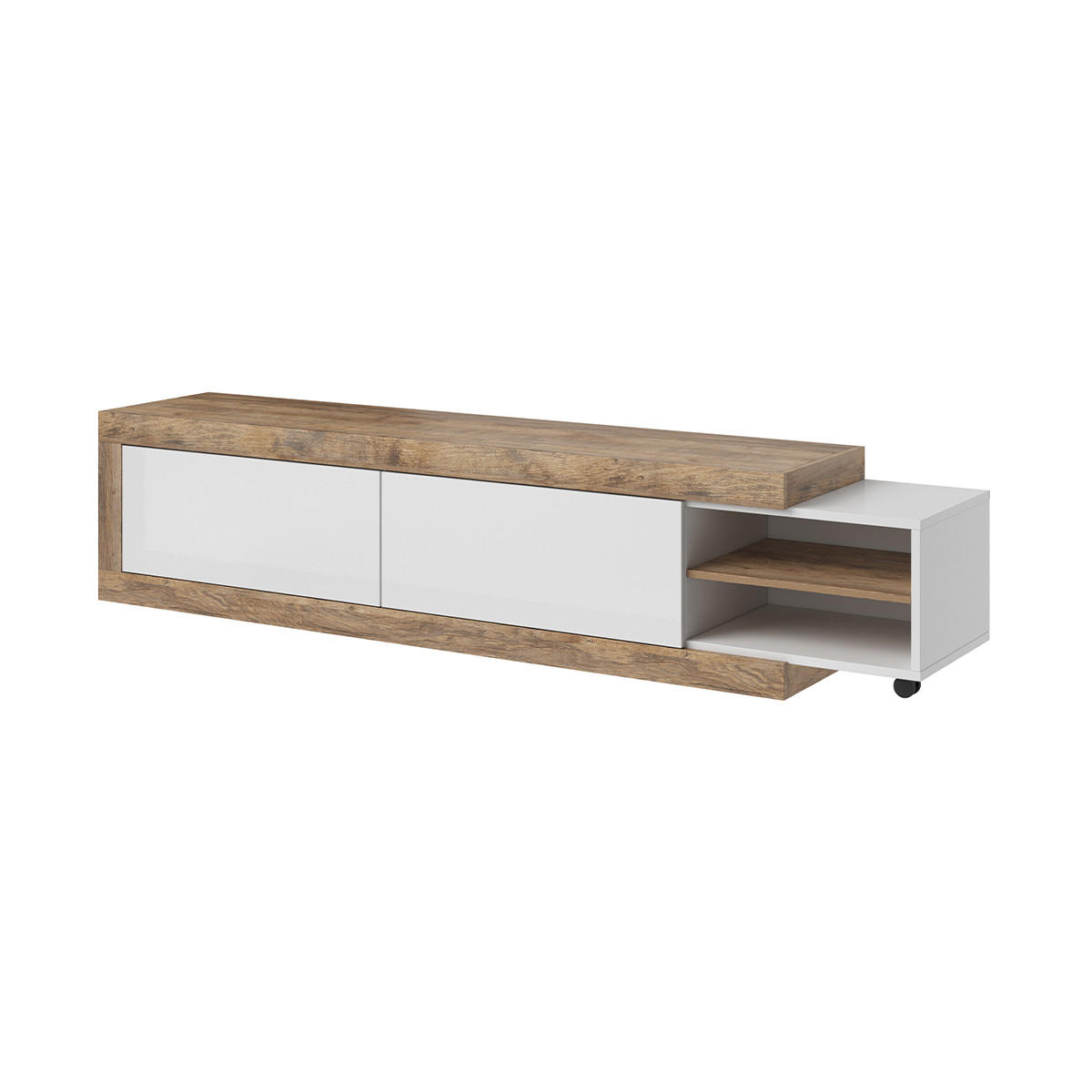 TV-MÖBEL Azior Weiß und Holz - Weiß, Holzwerkstoff (200/43.4/40cm) - Petits-meubles