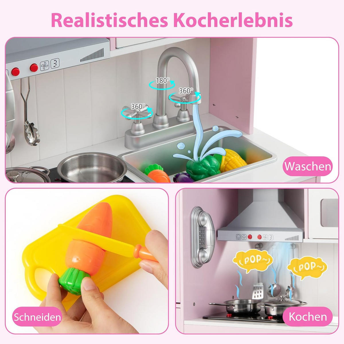 KOCH Spielset Für Kinder Pink - Pink, Holz (29/103/83cm) - COSTWAY