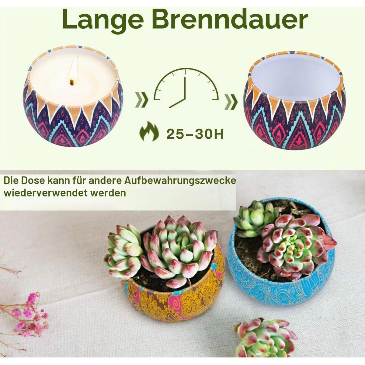 DUFTKERZEN Set 4-teilig Sojawachs 30 Stunden Brenndauer - Multicolor, Paraffin (5.3cm)