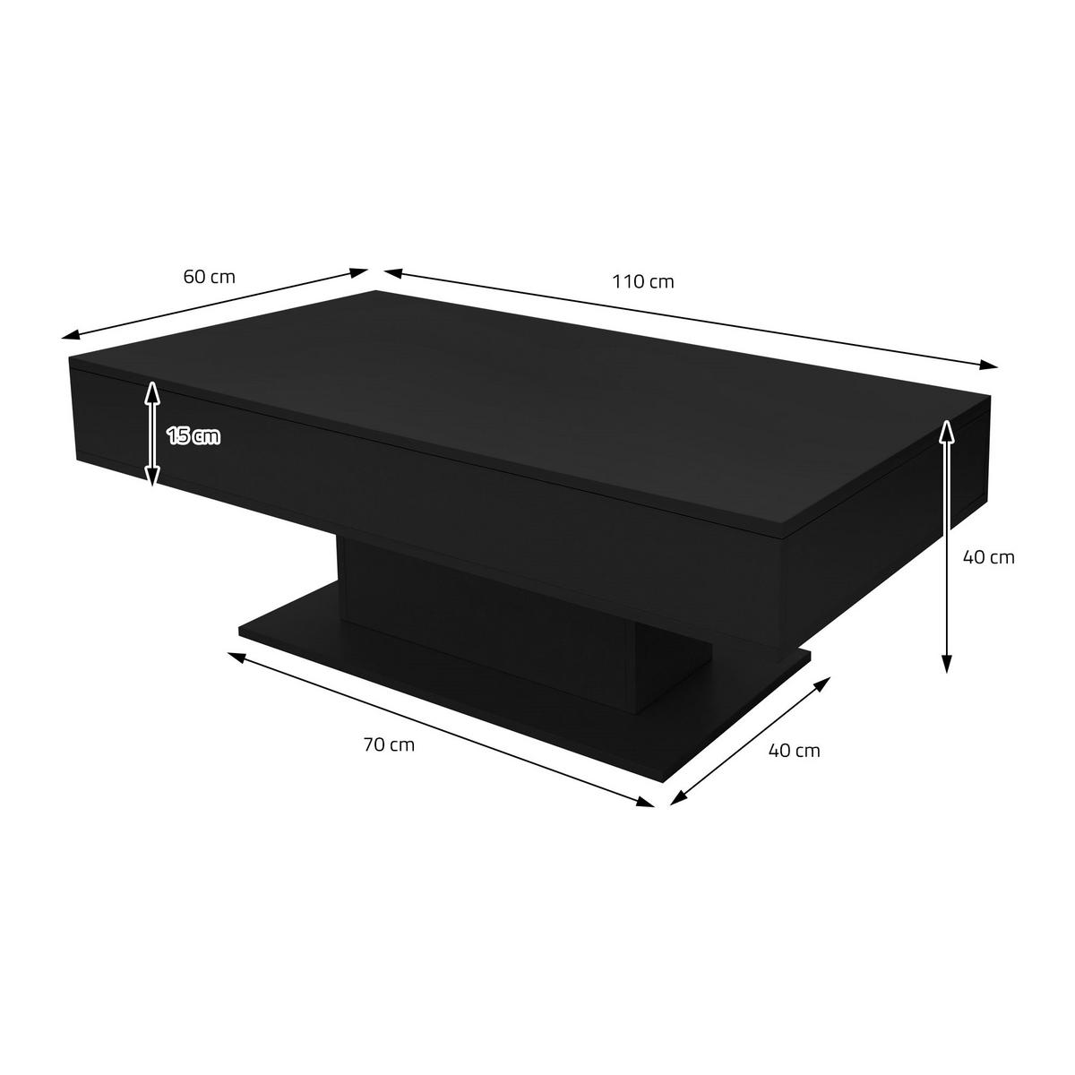 COUCHTISCH rechteckig Schwarz 110/60/40 cm - Schwarz, Holzwerkstoff (60/40/110cm) - ML-DESIGN