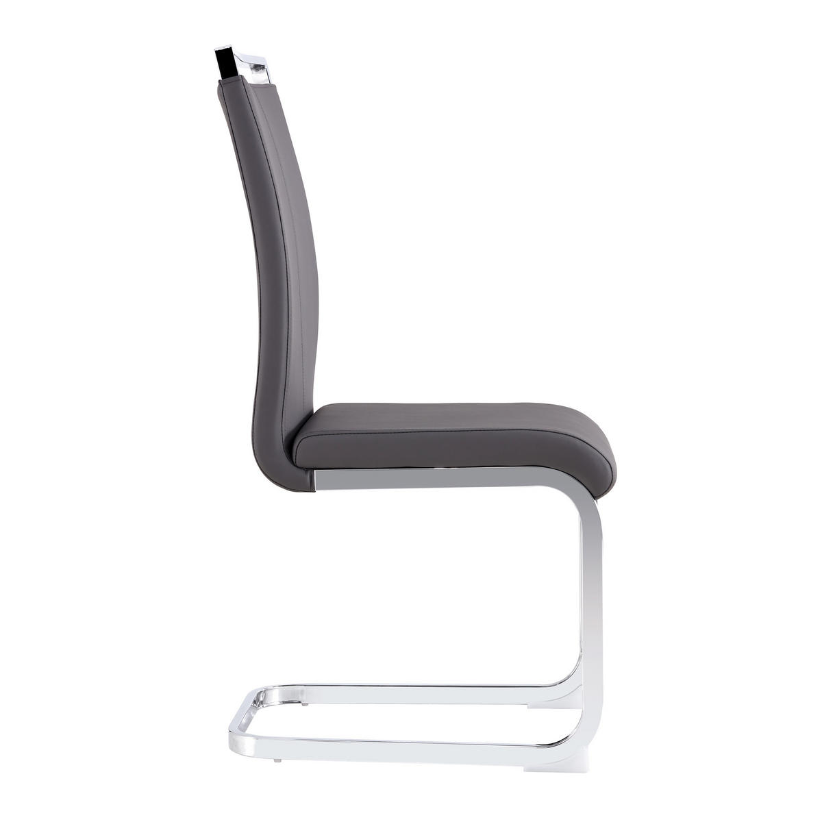 STÜHLE 4er-Set mit Kunstleder, ergonomischem Sitzkomfort, hoher Rückenlehne, verchromtem Metallgestell, grau - Grau, Kunststoff (54/100/42cm) - Luhomfu